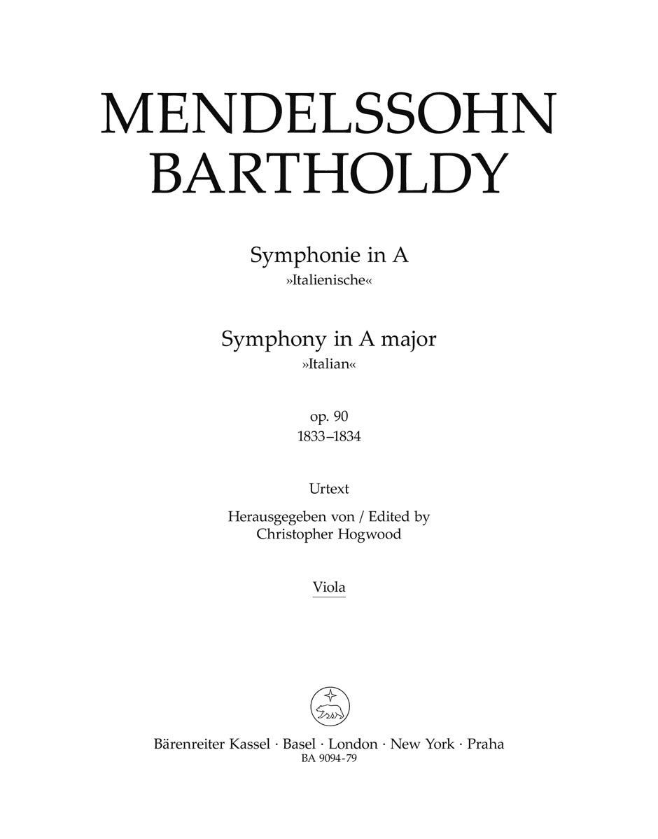 Mendelssohn, Symphony No. 4 Viola (Barenreiter)