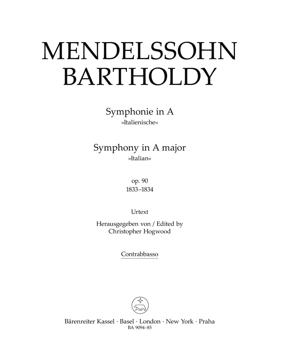 Mendelssohn, Symphony No. 4 Contrabass (Barenreiter)