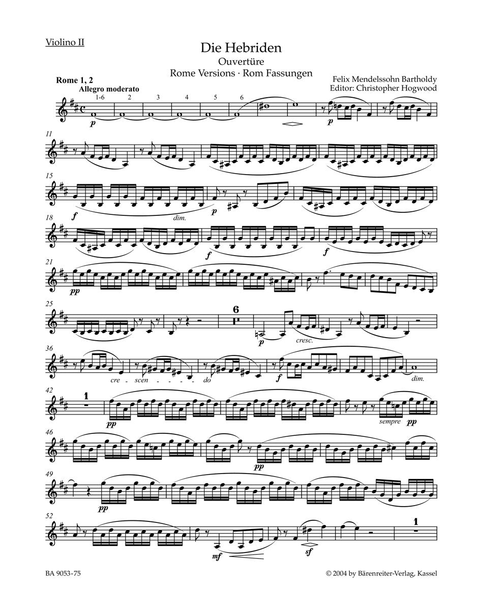 Mendelssohn, Hebriden Ov. Violin II (Barenreiter)