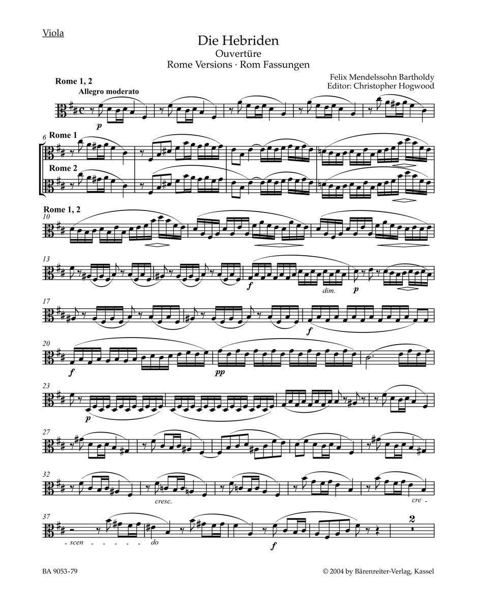 Mendelssohn, Hebriden Ov. Viola (Barenreiter)