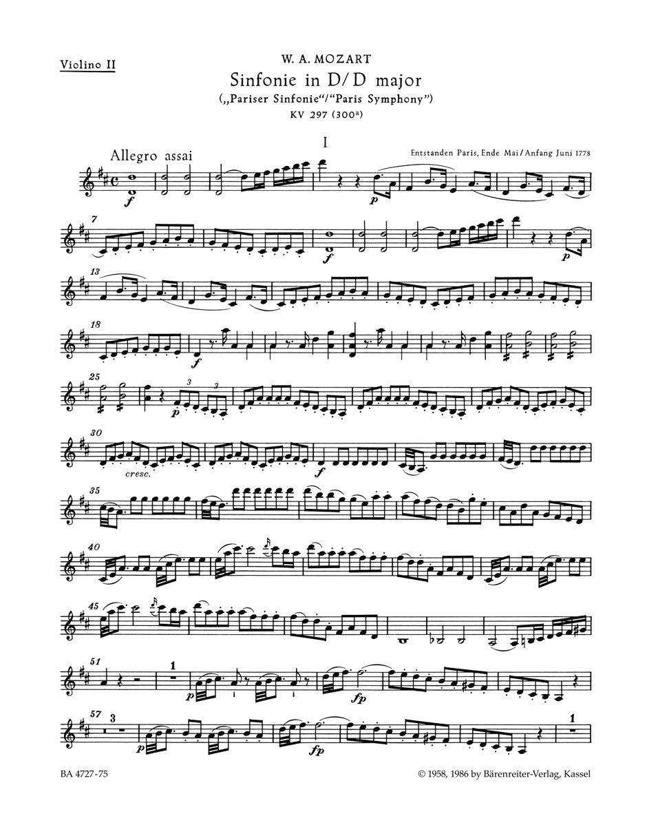 Mozart, Symphony No. 31 KV 297 Vn II (Barenreiter)