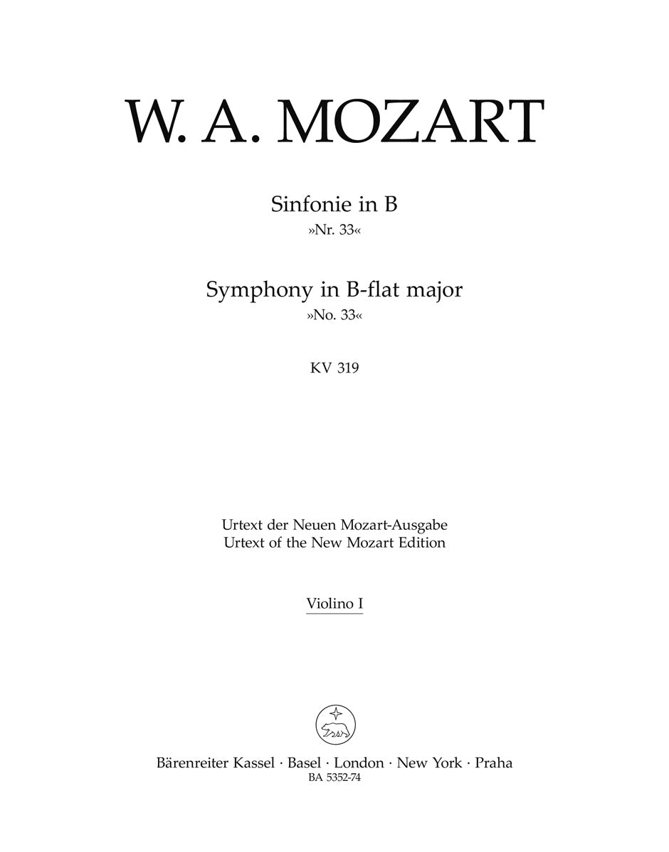 Mozart, Symphony No. 33 KV 319 Vn I (Barenreiter)
