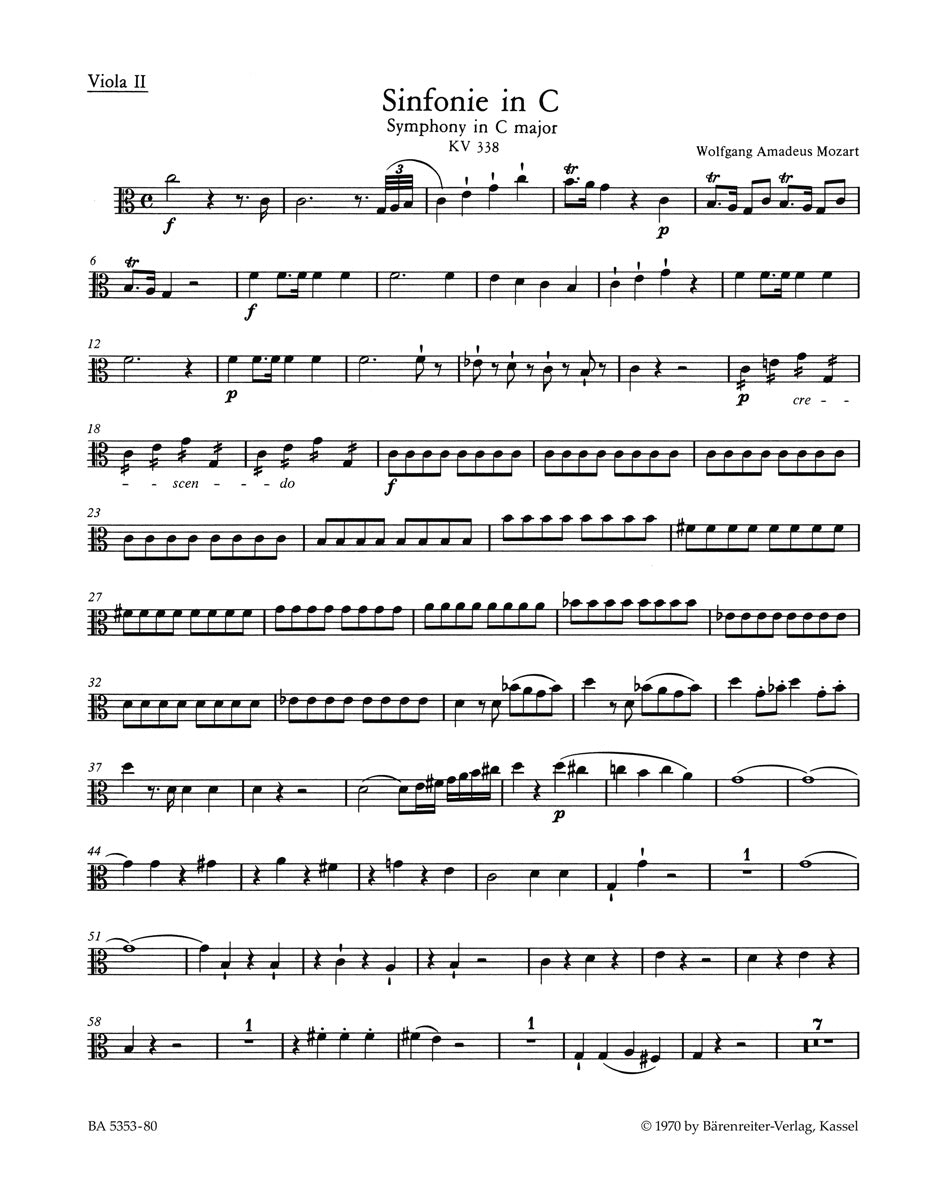 Mozart, Symphony No. 34 KV 338 Va II (Barenreiter)