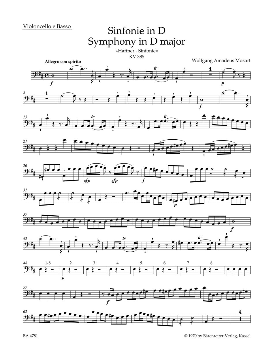 Mozart, Symphony No. 35 KV 385 Vc/CB (Barenreiter)
