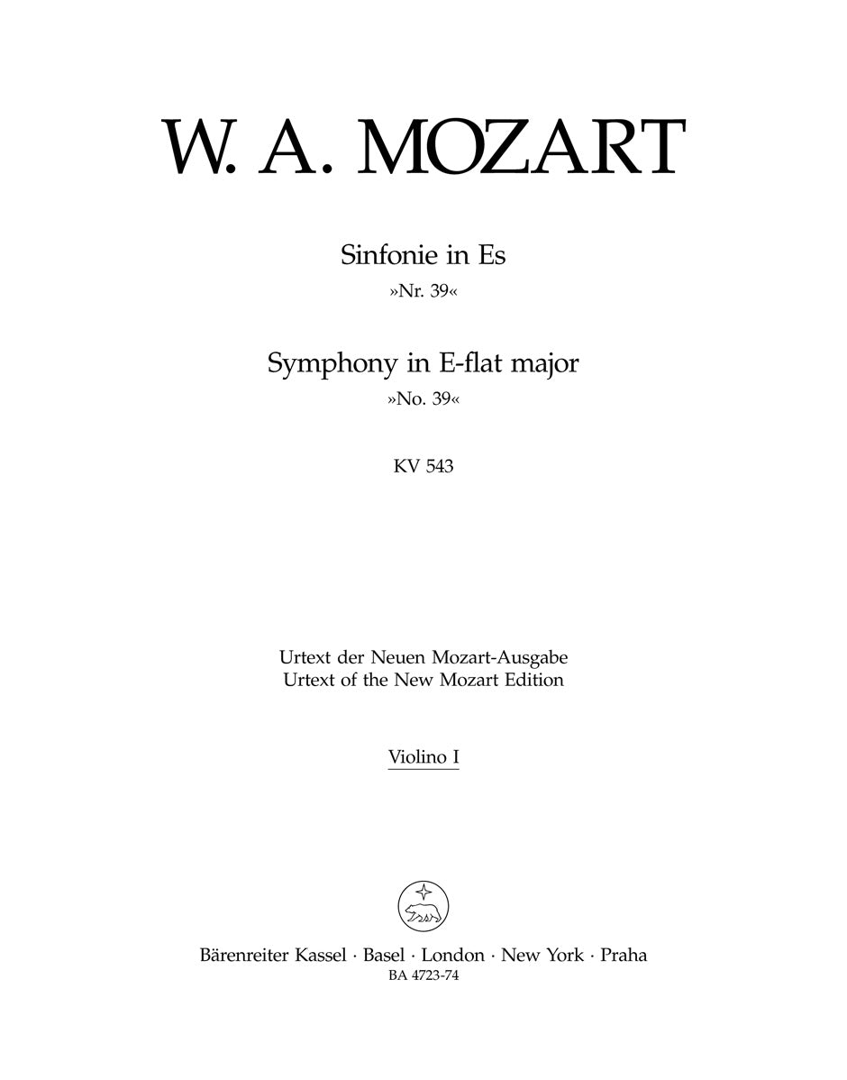 Mozart, Symphony No. 39 KV 543 Vn I (Barenreiter)