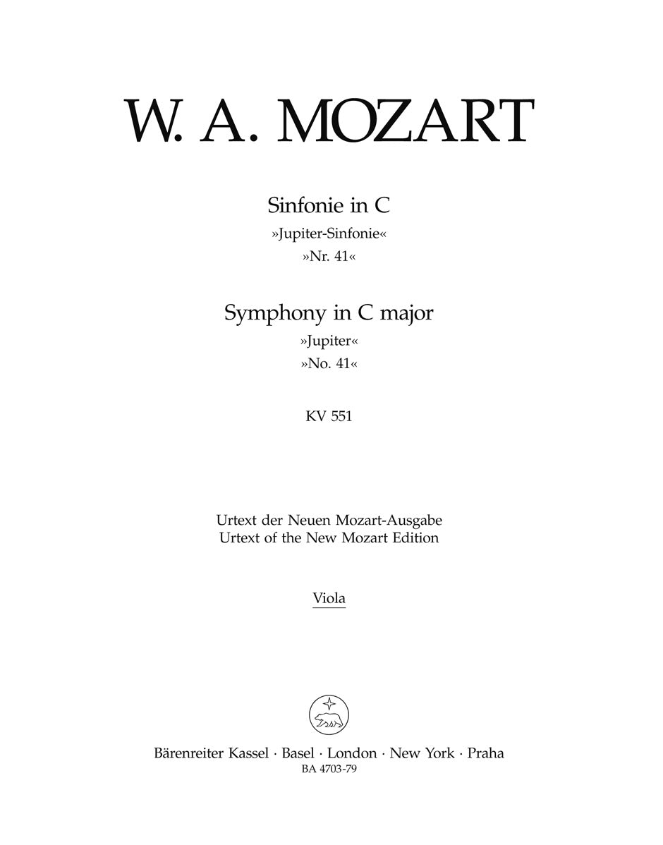 Mozart, Symphony No. 41 KV 551 Viola (Barenreiter)