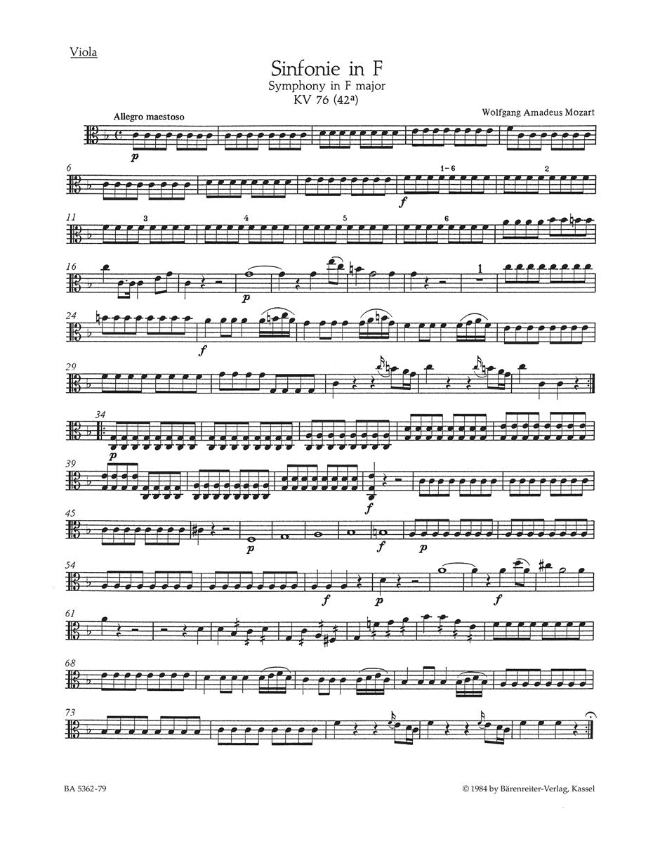 Mozart, Symphony KV 76(42a) Viola (Barenreiter)