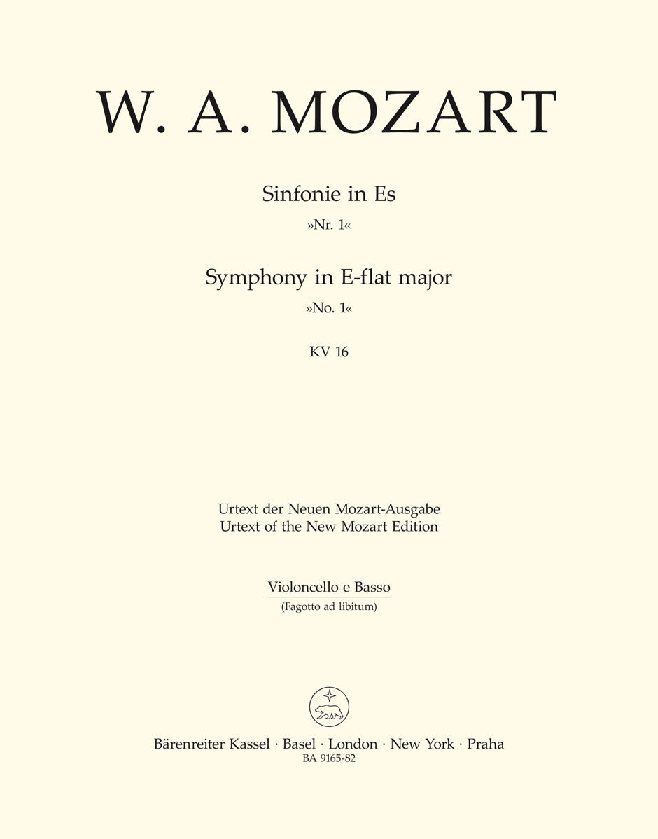 Mozart, Symphony No. 1 KV 16 Vc/CB (Barenreiter)