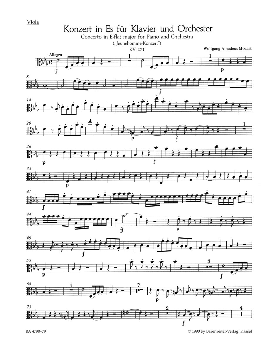 Mozart, Concerto KV 271 in Eb Viola (Barenreiter)