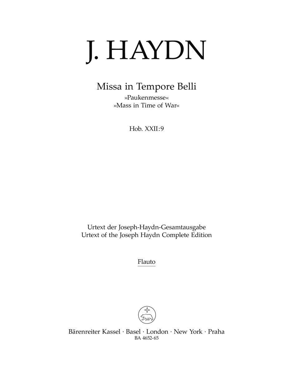 Haydn, Missa in tempore belli Wind Set (Barenreiter)