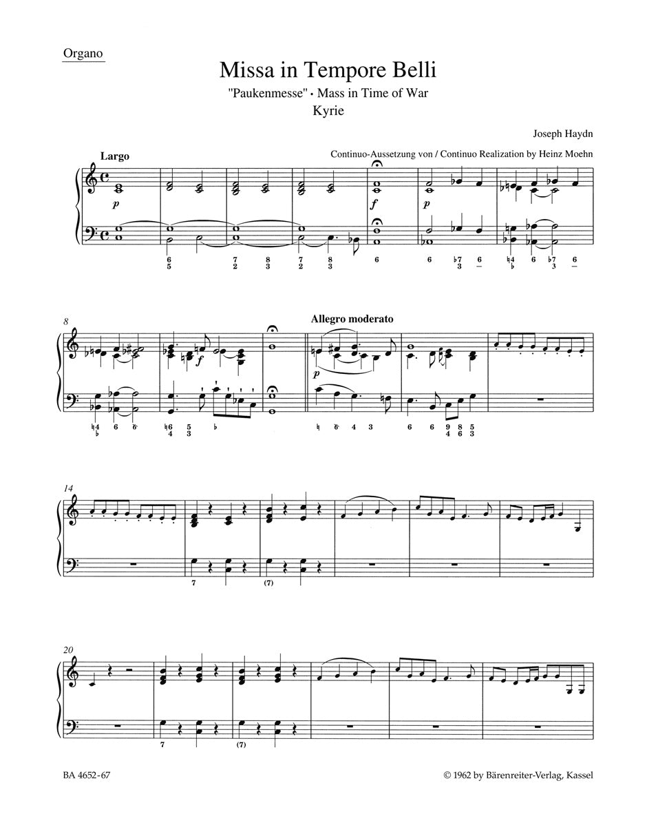 Haydn, Missa in tempore belli Organ (Barenreiter)
