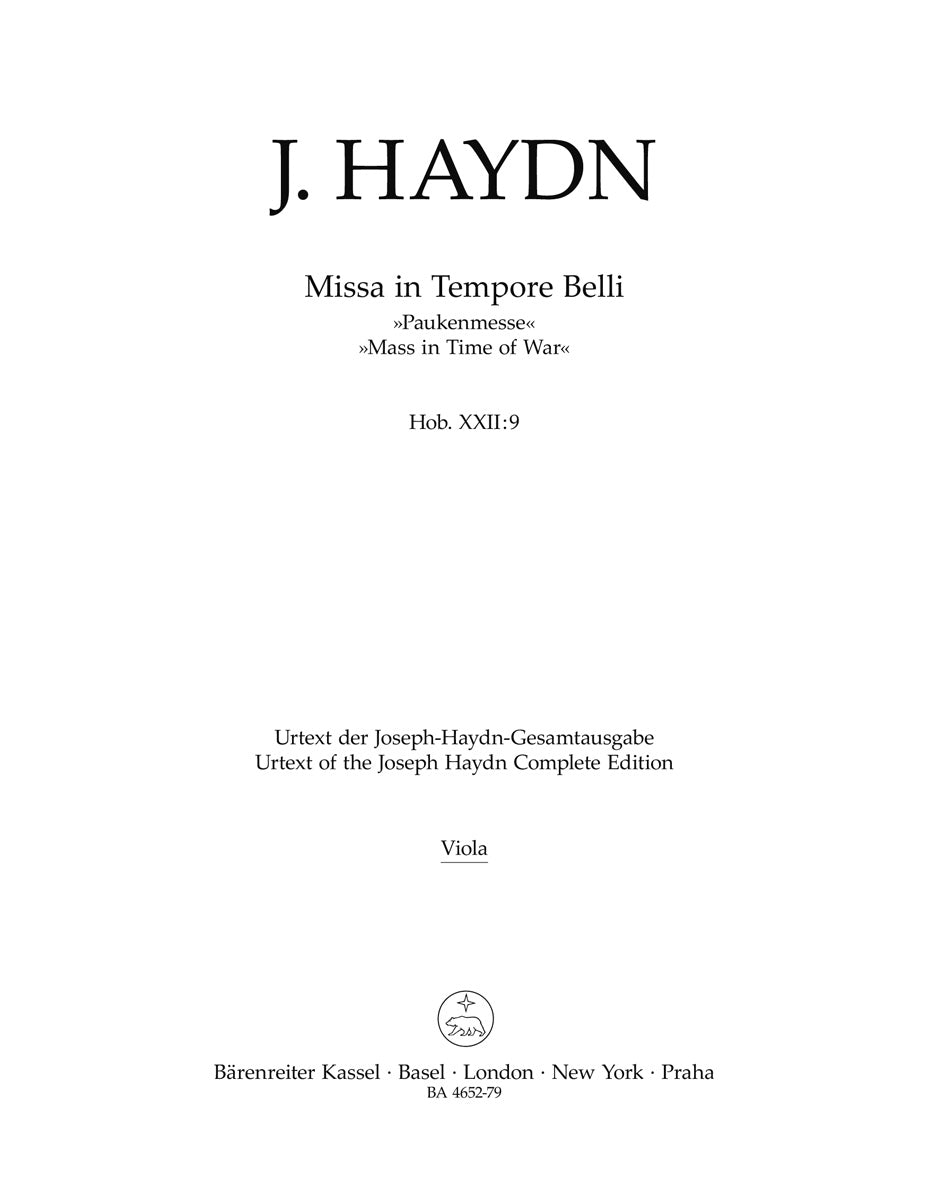 Haydn, Missa in tempore belli Viola (Barenreiter)