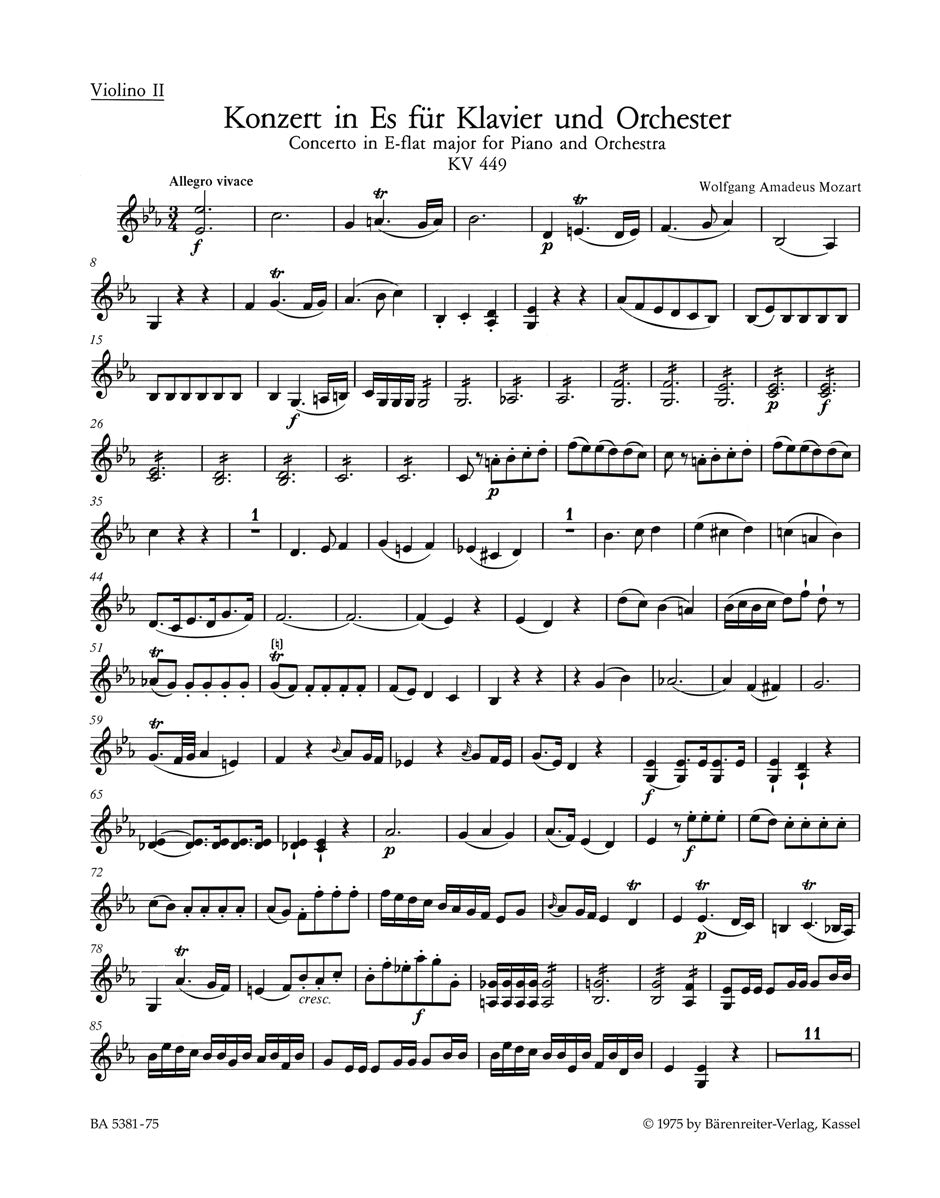 Mozart, Concerto KV 449 in Eb Vn II (Barenreiter)