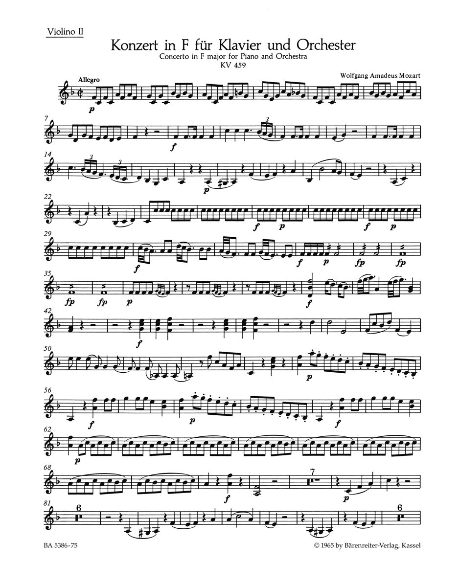 Mozart, Concerto KV 459 in F Vn II (Barenreiter)