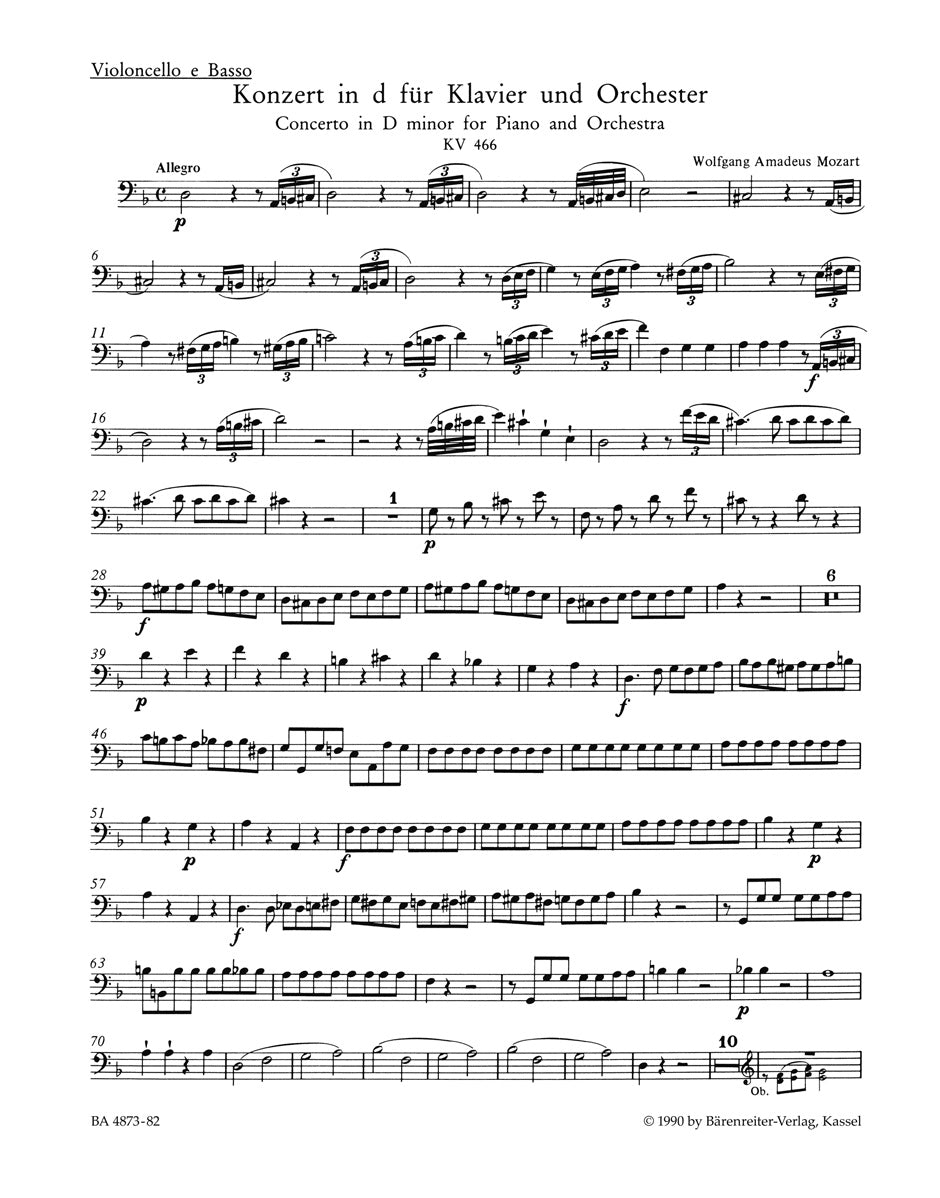 Mozart, Concerto KV 466 Vc/CB (Barenreiter)