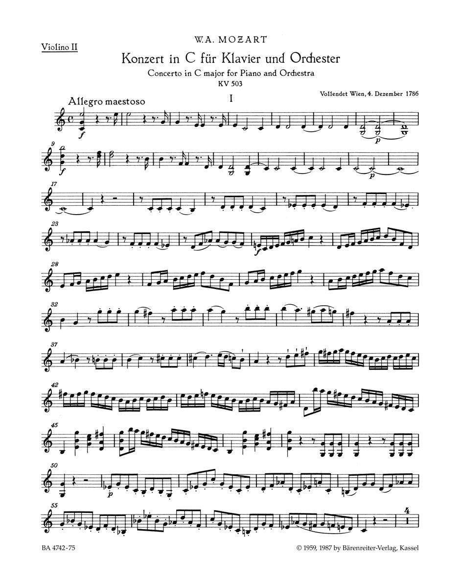 Mozart, Concerto KV 503 in C Vn II (Barenreiter)