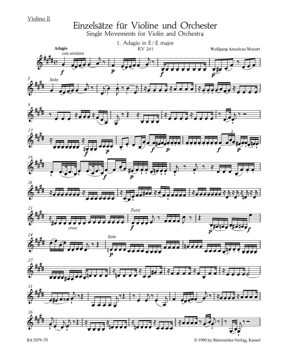 Mozart, Adagio KV 261 etc. Viola (Barenreiter)
