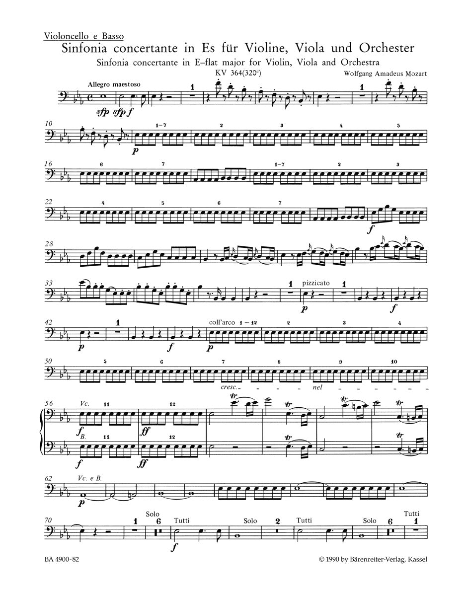 Mozart, Sinfonia conc. K 364 Vc/CB (Barenreiter)