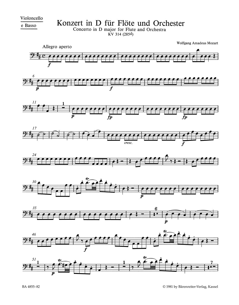 Mozart, Concerto KV 314 in D Vc/CB (Barenreiter)