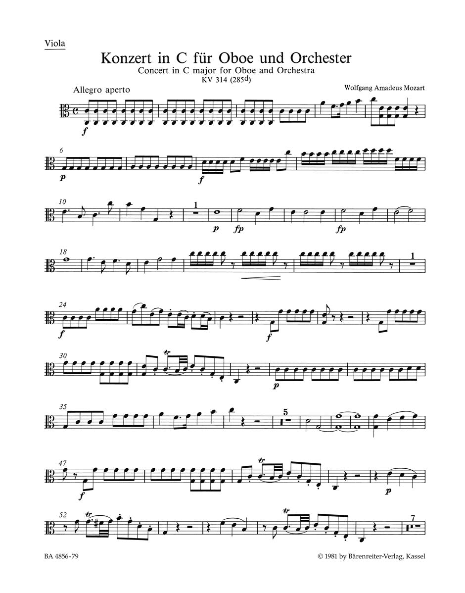 Mozart, Concerto for Oboe Viola (Barenreiter)
