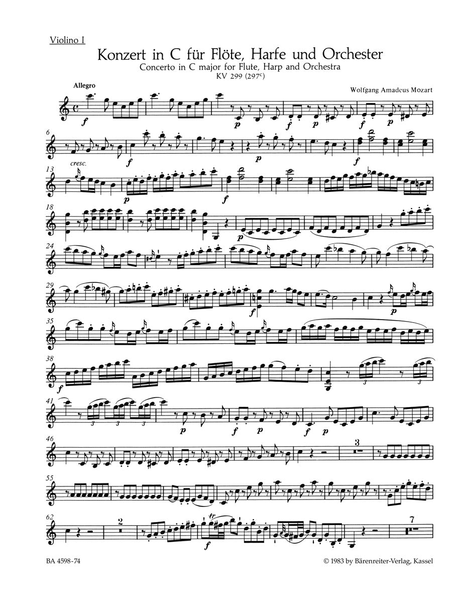 Mozart, Concerto KV 299 Vn I (Barenreiter)