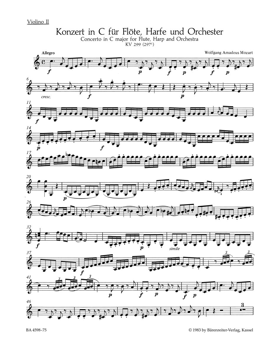 Mozart, Concerto KV 299 Vn II (Barenreiter)