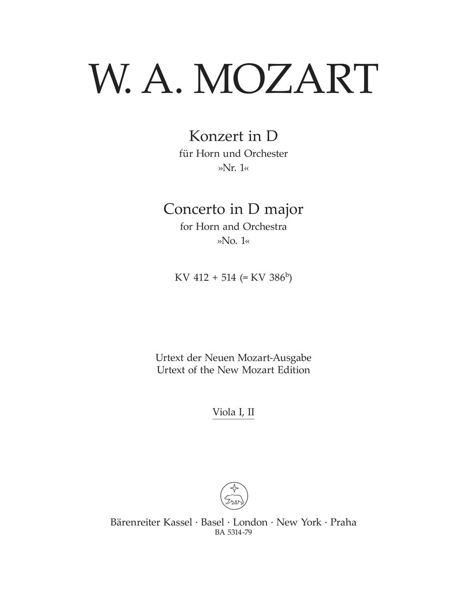 Mozart, Concerto KV 412+514 Va I/II (Barenreiter)
