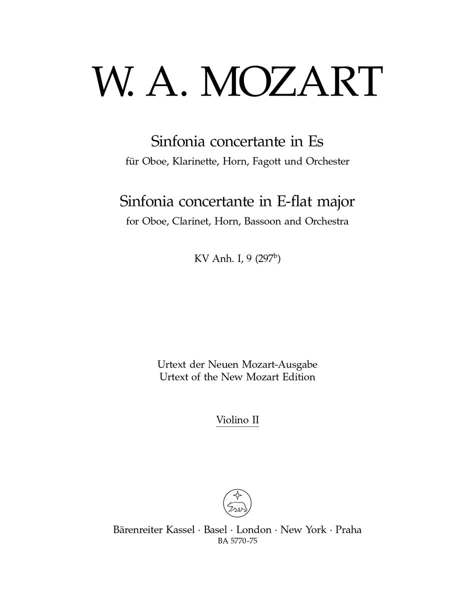 Mozart, Sinfonia conc K 297b Vn II (Barenreiter)