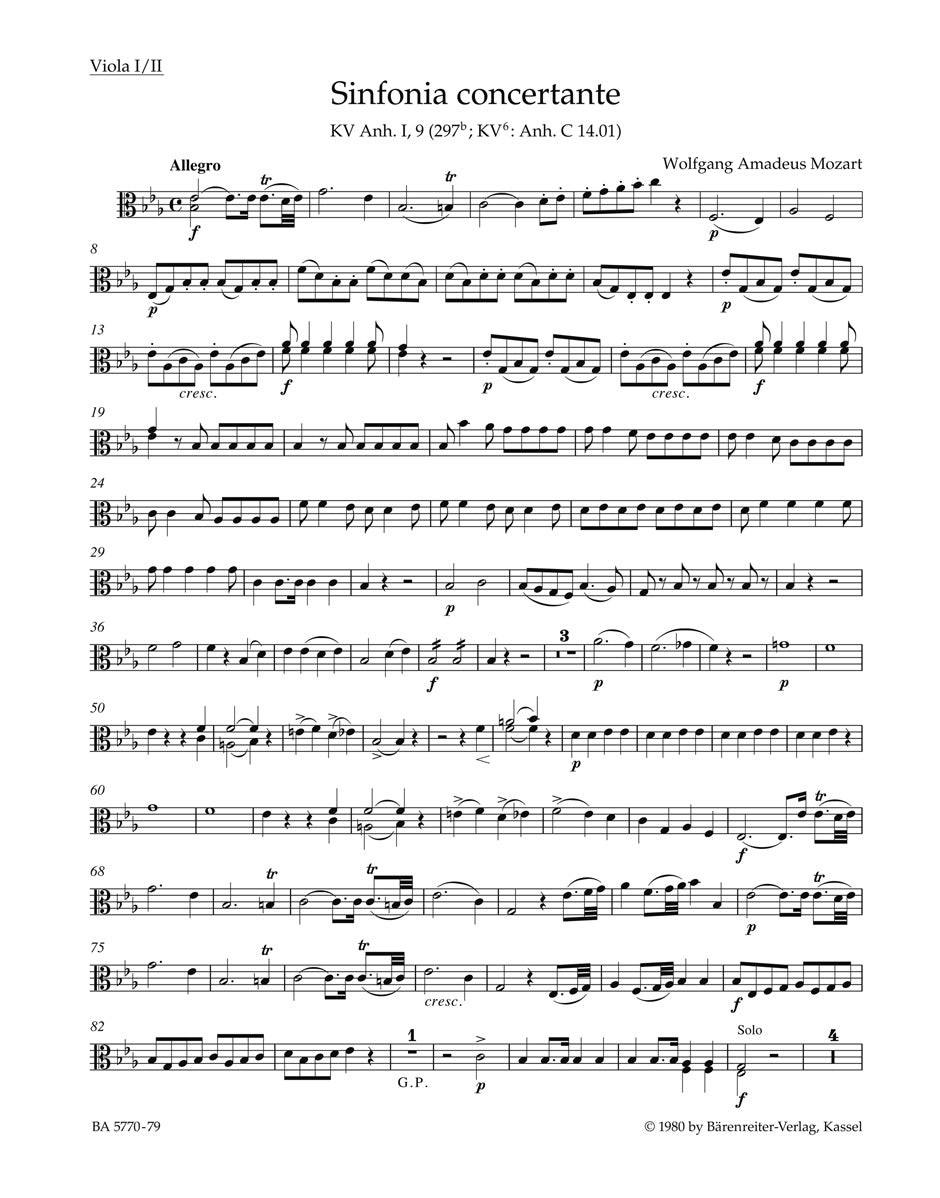 Mozart, Sinfonia conc K 297b Viola (Barenreiter)
