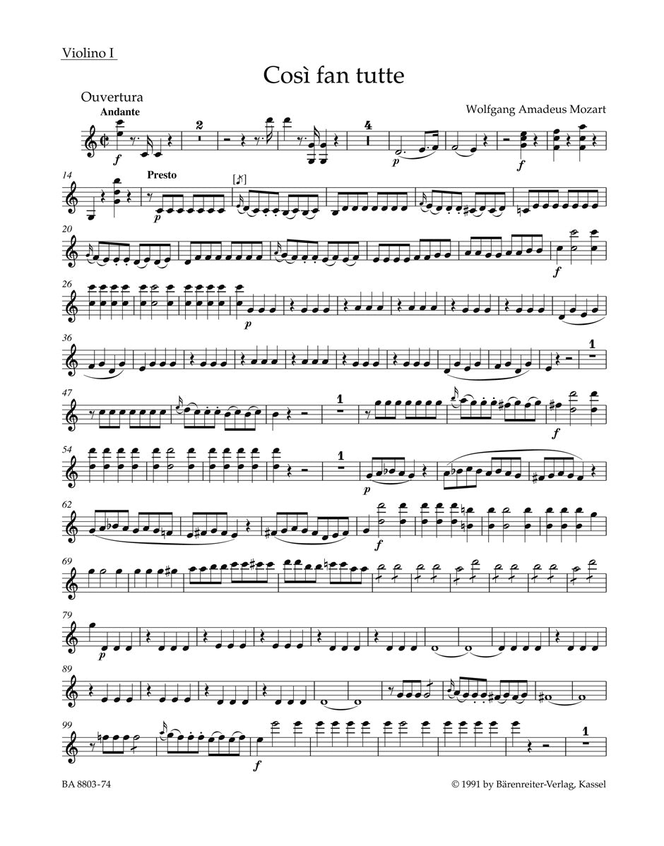 Mozart, Cosi fan tutte Ov Vn I (Barenreiter)