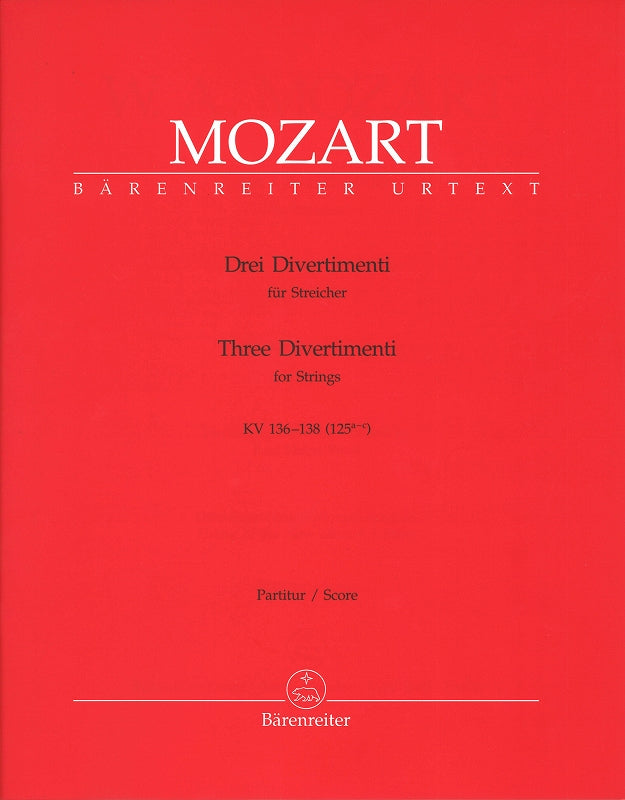 Mozart, Divertimenti KV 136-138 Score (Barenreiter)