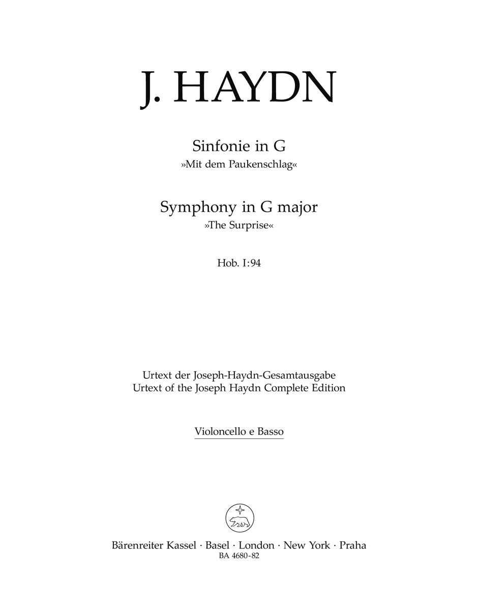 Haydn, Symphony No. 94 Vc/CB (Barenreiter)