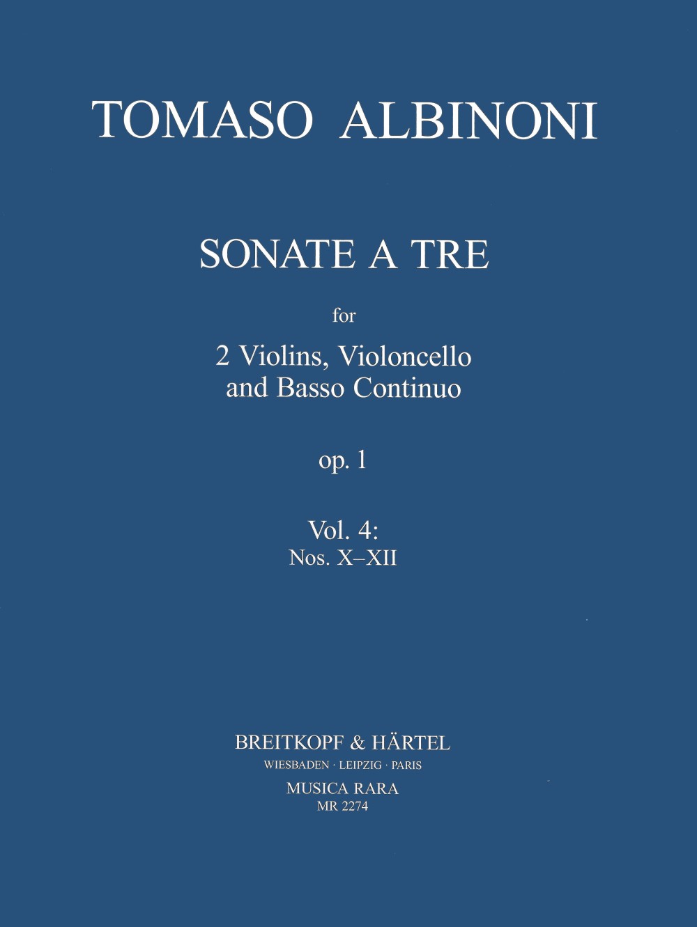 Albinoni, Sonate a tre op. 1, vol. 4 (Musica Rara)