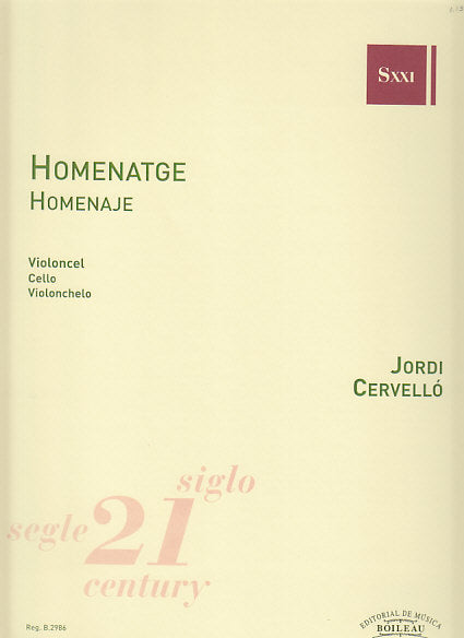Cervello, Homenatge = Homenaje (Vc Solo) (Boileau)