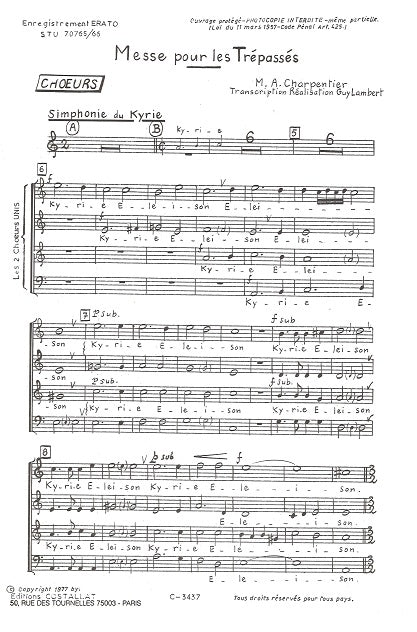 Charpentier, Messe pour les Trepasses (Costallat)