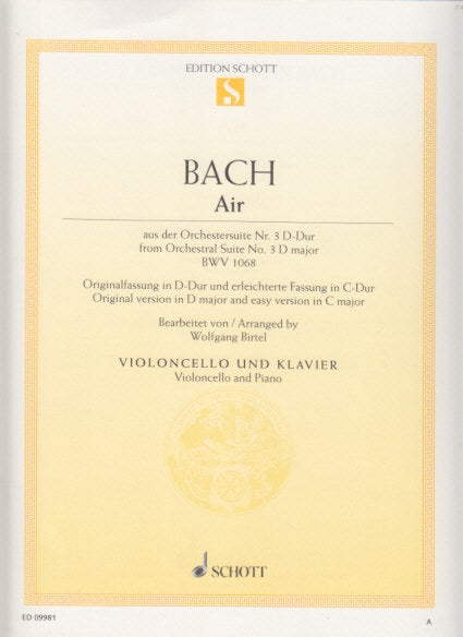 Bach, Air from BWV 1068 (Vc,Pf) (Birtel) (Schott)