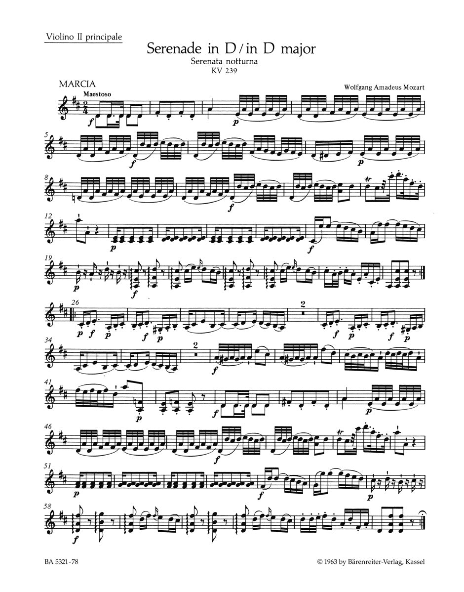 Mozart, Serenade KV 239 in D: Vn II Solo (Barenreiter)