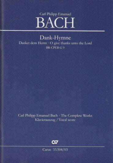 Bach,C.P.E., Dank-Hymne H 824e Vocal Sco (Carus)