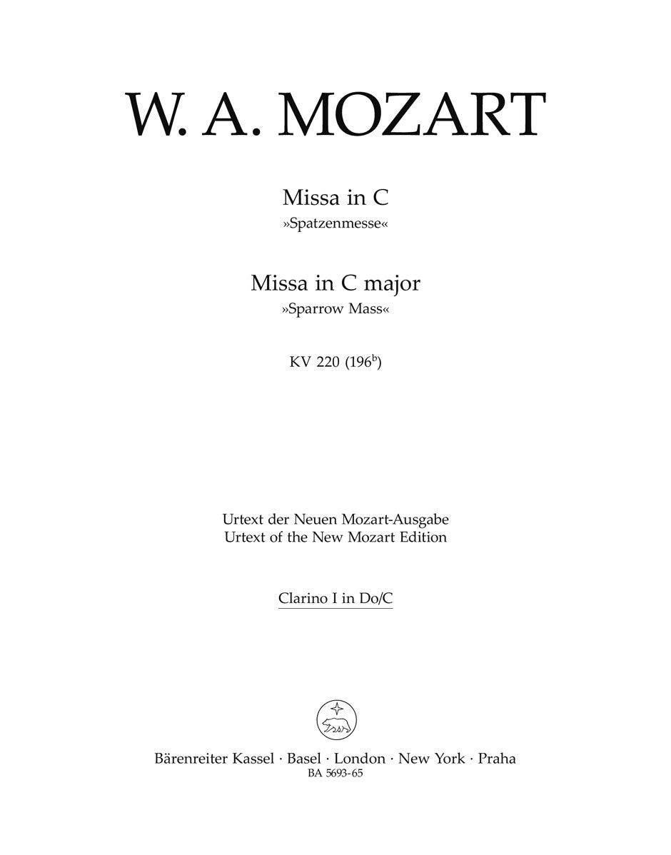 Mozart, Missa KV 220 (Female Cho) HST (Barenreiter)