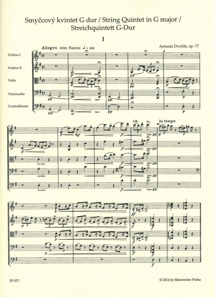 Dvorak, String Quintet op. 77 in G B 49 (Barenreiter)
