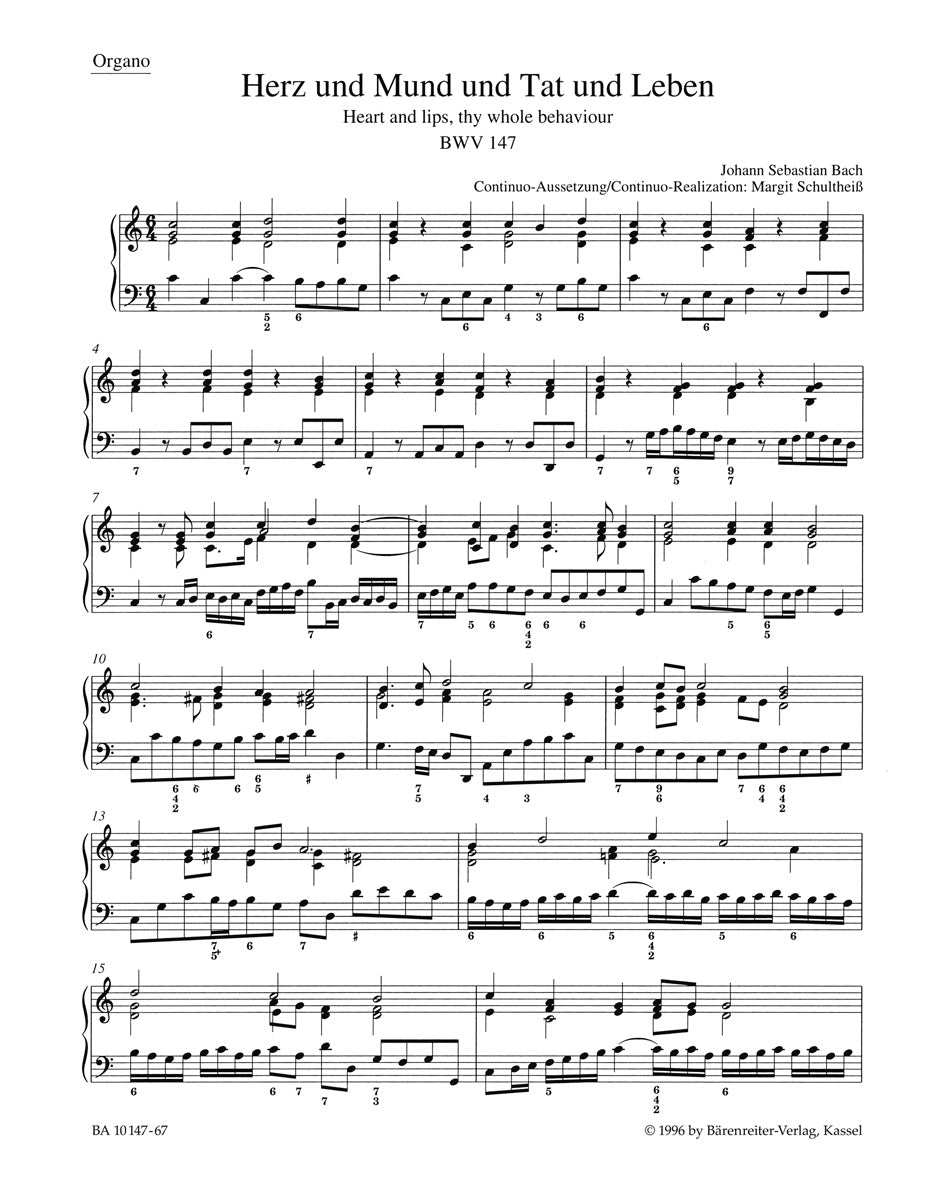 Bach, Kantate BWV 147: Org,Bc (Barenreiter)