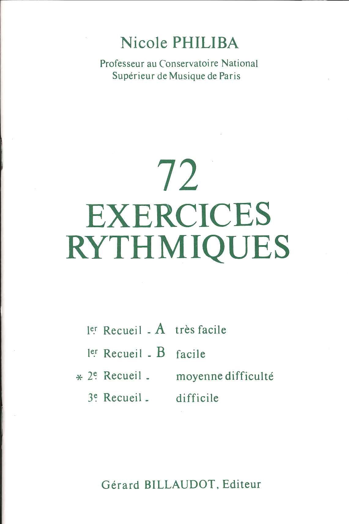 Philiba, 72 Exercices rythmiques 2 (Billaudot)