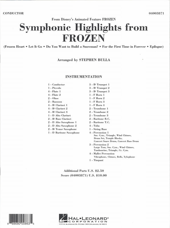 Frozen, Symphonic Highlights (Bulla) (Hal Leonard)