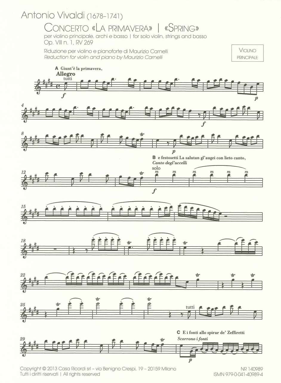 Vivaldi, Quattro stagioni op. 8/1-4 (Ricordi)