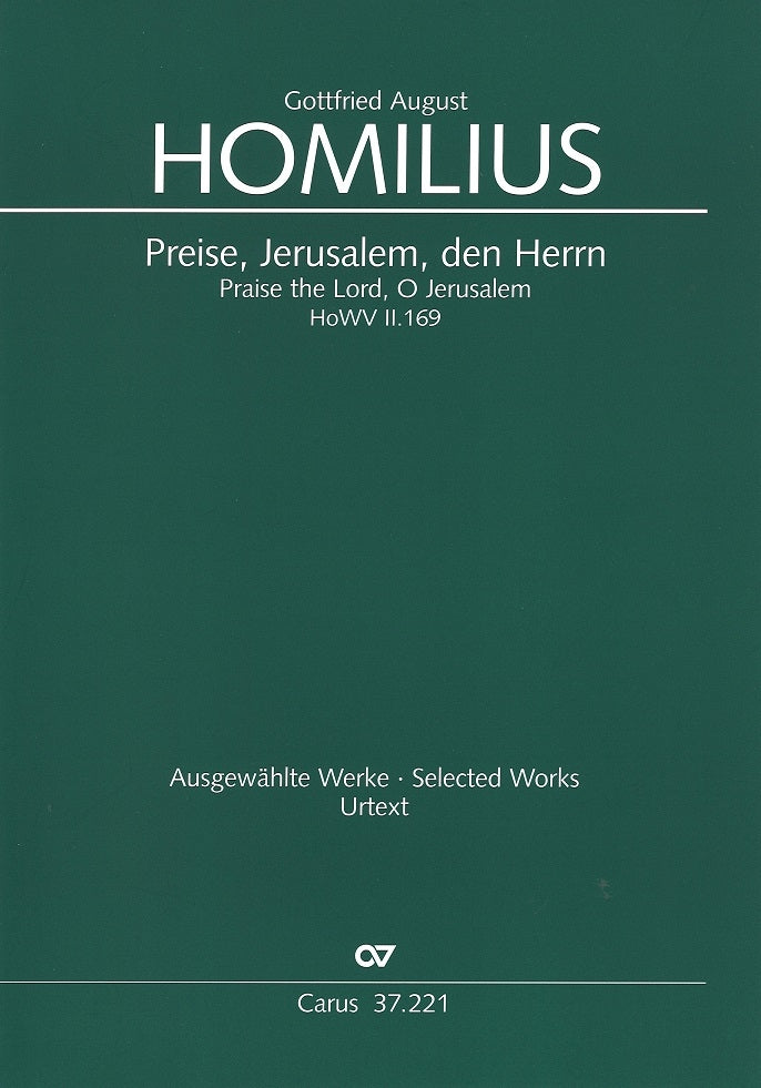 Homilius, Preise, Jerusalem (Full Score) (Carus)