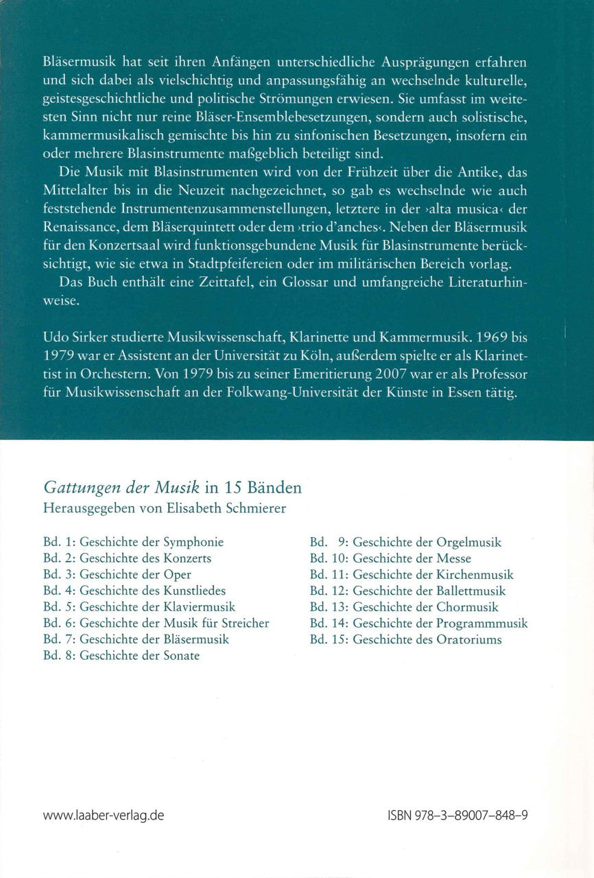 Sirker, Geschichte der Blasermusik: Eine (Laaber-Verlag)