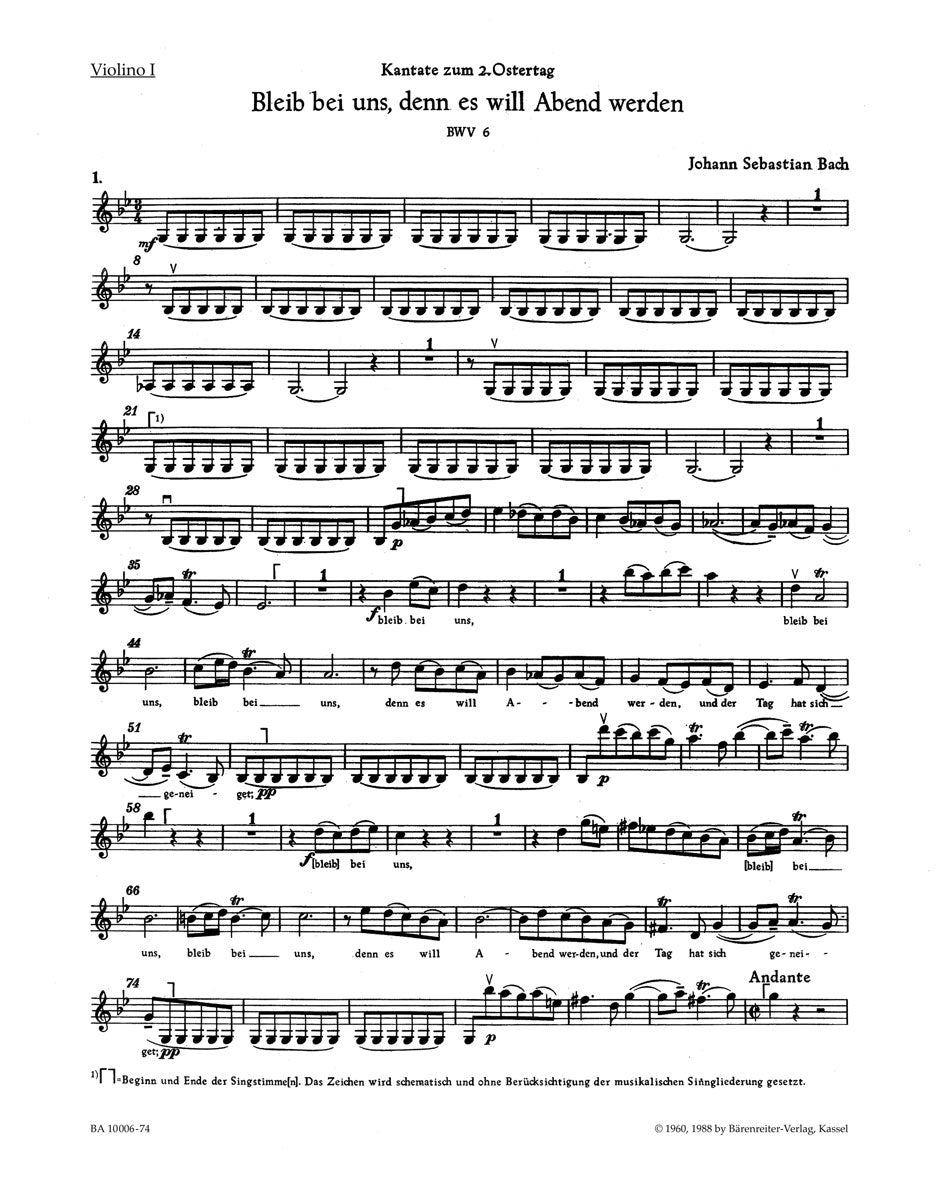 Bach, Kantate BWV 6 Violin I (Barenreiter)