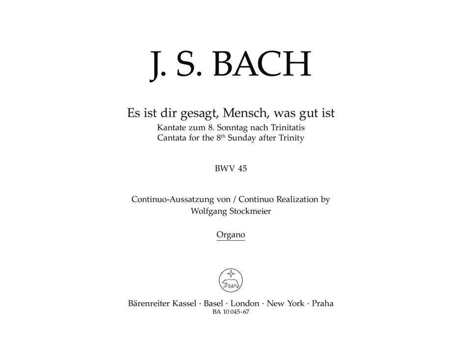 Bach, Kantate BWV 45 Organ (Barenreiter)