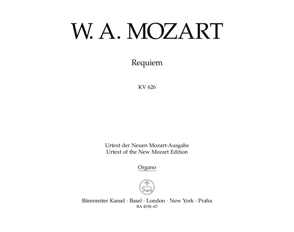 Mozart, Requiem KV 626 Organ (Barenreiter)