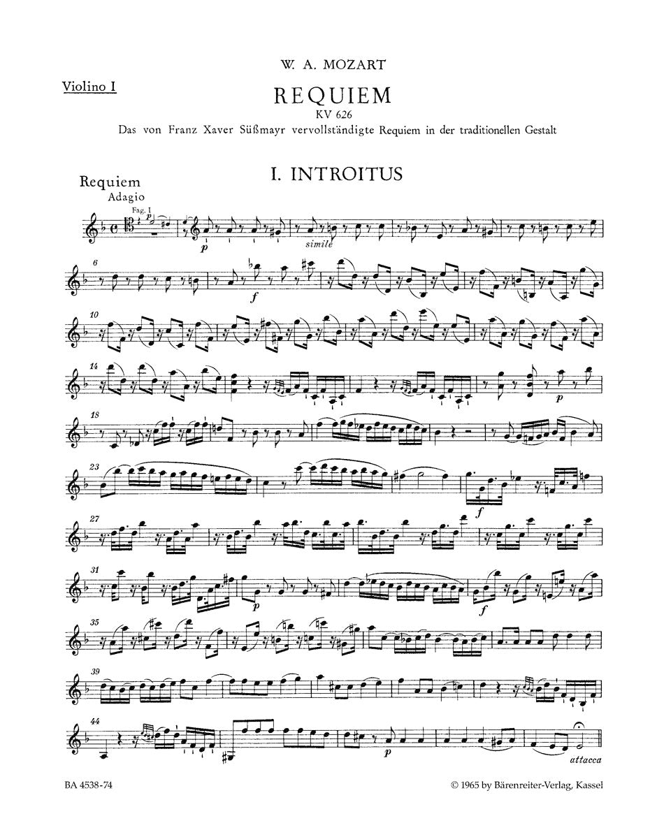 Mozart, Requiem KV 626 Violin I (Barenreiter)